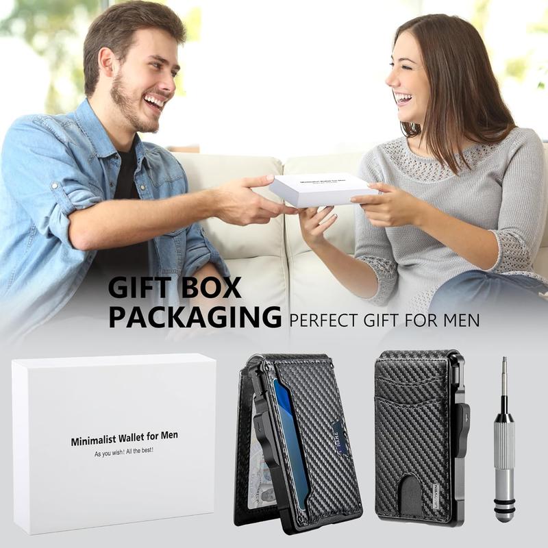 Wallet for Men - Slim Pop Up Bifold Wallet with Money Clip, Minimalist Wallet RFID Blocking with Gift Box