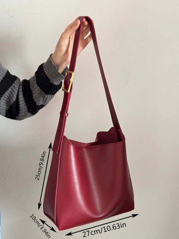 Women's Solid Color Tote Bag, Fashionable Large Capacity Shoulder Bag for Daily Used, Casual Trendy Versatile High-quality Daily Commuting Bag