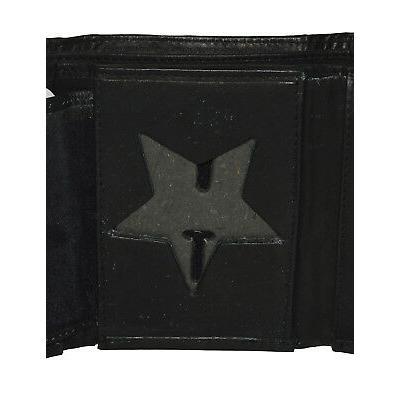 LEATHER BADGE ID HOLDER 'STAR' SHAPE TRIFOLD WALLET NEW BLACK VERY RARE WALLET