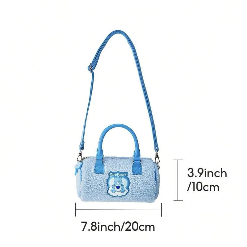 [Holiday Special]MINISO Care Bears Boston Bag - Crossbody Handbag for Women, Shoulder Bag, New Style, Blue Pink, Powder Park Series,Birthday gifts, Halloween gifts,School gifts,Gifts for children