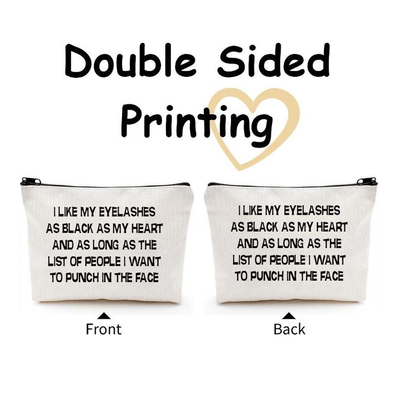 Double Sided Letter Printed Makeup Bag, Zipper Pouch, Creative Lightweight Carry-on Bag, Versatile Makeup Bag, Cosmetic Travel Accessories Bag, Home Organizer