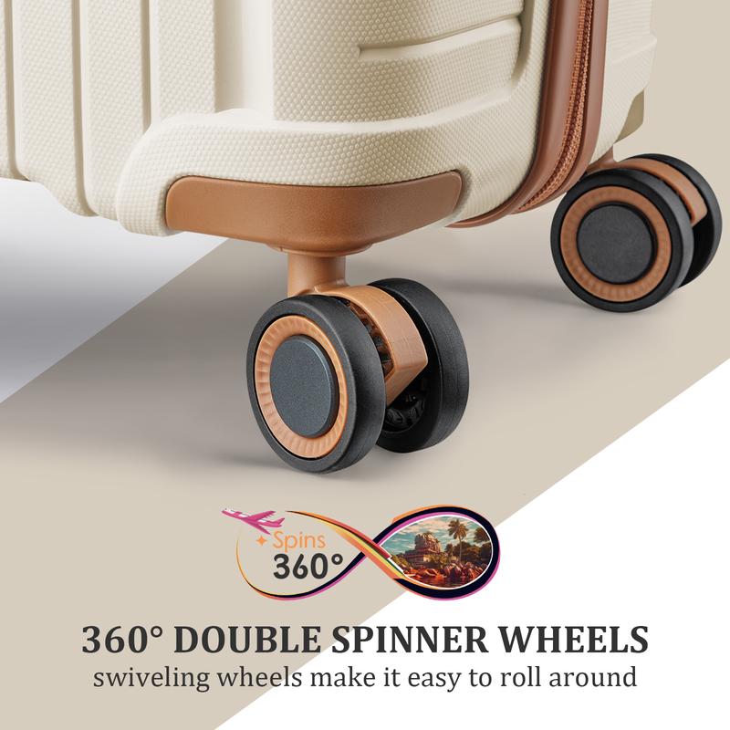 Joyway 3 Piece Luggage Sets Hardshell Lightweight Suitcase with TSA Lock Spinner Wheels（White）