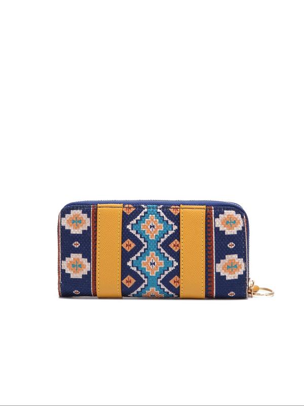 Boho Style Ethnic Pattern Zipper Long Wallet, Vintage Style Long Wallet, Fashionable Wallet for Women & Girls