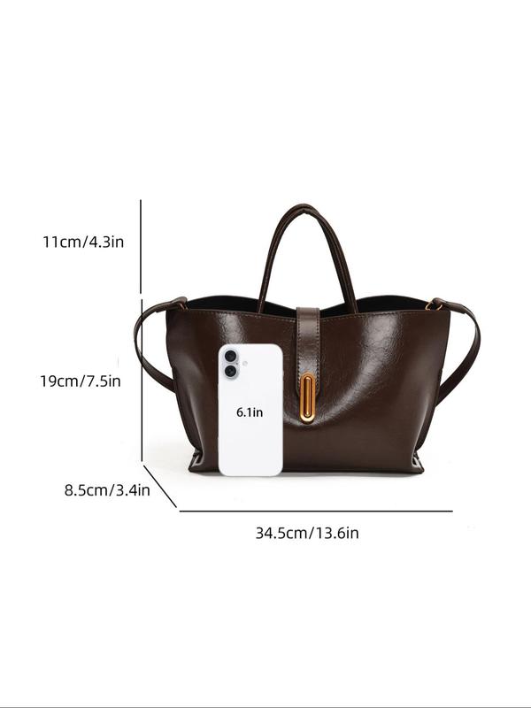 Women's Solid Color Bucket Bag, Fashionable PU Leather Crossbody Bag for Daily Used, Casual Trendy Versatile High-quality Daily Commuting Bag