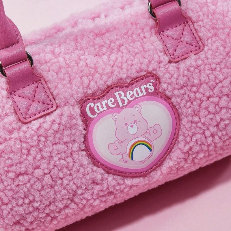 [Holiday Special]MINISO Care Bears Boston Bag - Crossbody Handbag for Women, Shoulder Bag, New Style, Blue Pink, Powder Park Series,Birthday gifts, Halloween gifts,School gifts,Gifts for children