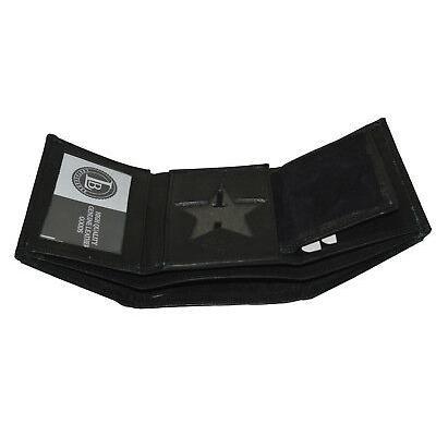 LEATHER BADGE ID HOLDER 'STAR' SHAPE TRIFOLD WALLET NEW BLACK VERY RARE WALLET