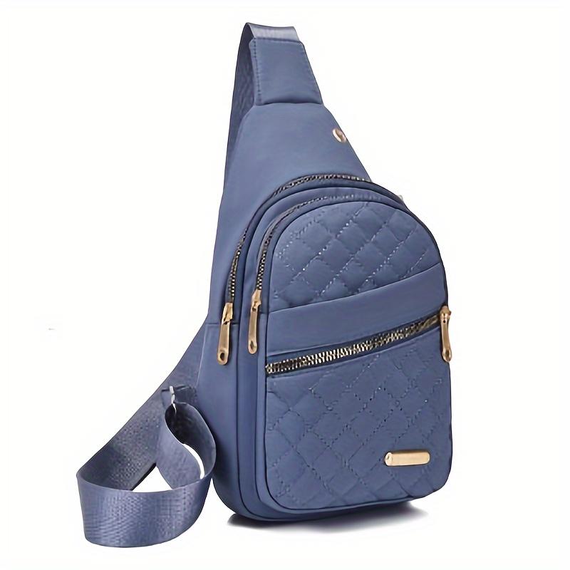 Crossbody Sling Bag Stylish Embroidered Thread Diamond Check Single Shoulder Crossbody Bag Large Capacity Waterproof Backpack With Data Hole