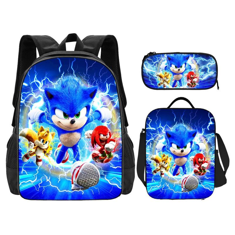 the Hedgehog 3PCS Backpack Cute Backpack Bookbag Casual Lightweight Laptop Backpacks Full Print Backpacks Multifunctional Backpack