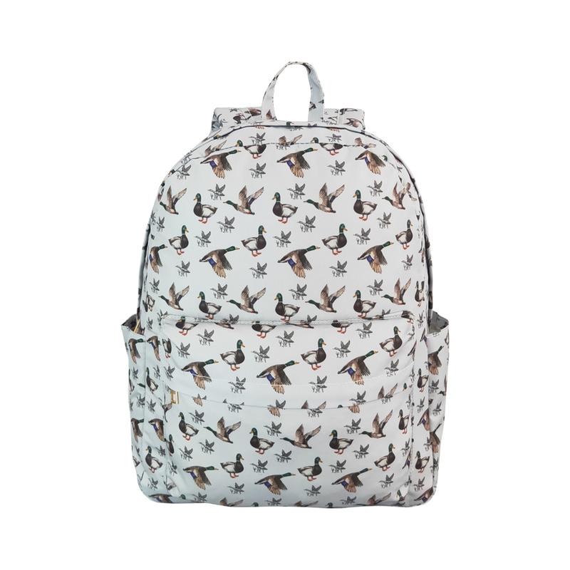 BA0259-hunting mallard ducks green plaid backpack