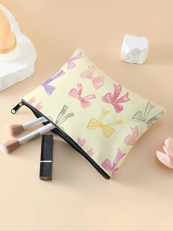 Cute Bow Pattern Lightweight Makeup Bag, Multi-functional Storage Bag, Travel Makeup Bag, Suitable for Leisure Travel, Business Trips