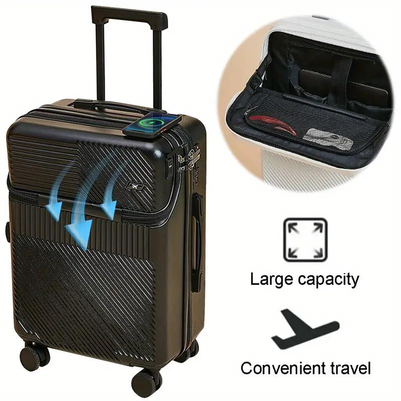 20-Inch Hard Shell Carry-On Luggage with USB Charging Port, TSA Lock, Cup Holder, Hook, and Wheels - Anti-Theft, Dustproof, Waterproof