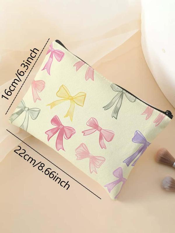 Cute Bow Pattern Lightweight Makeup Bag, Multi-functional Storage Bag, Travel Makeup Bag, Suitable for Leisure Travel, Business Trips