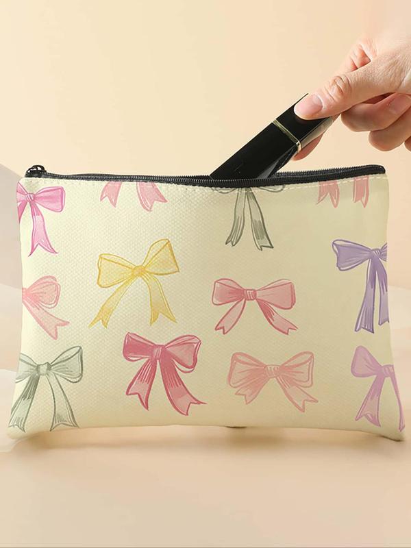 Cute Bow Pattern Lightweight Makeup Bag, Multi-functional Storage Bag, Travel Makeup Bag, Suitable for Leisure Travel, Business Trips