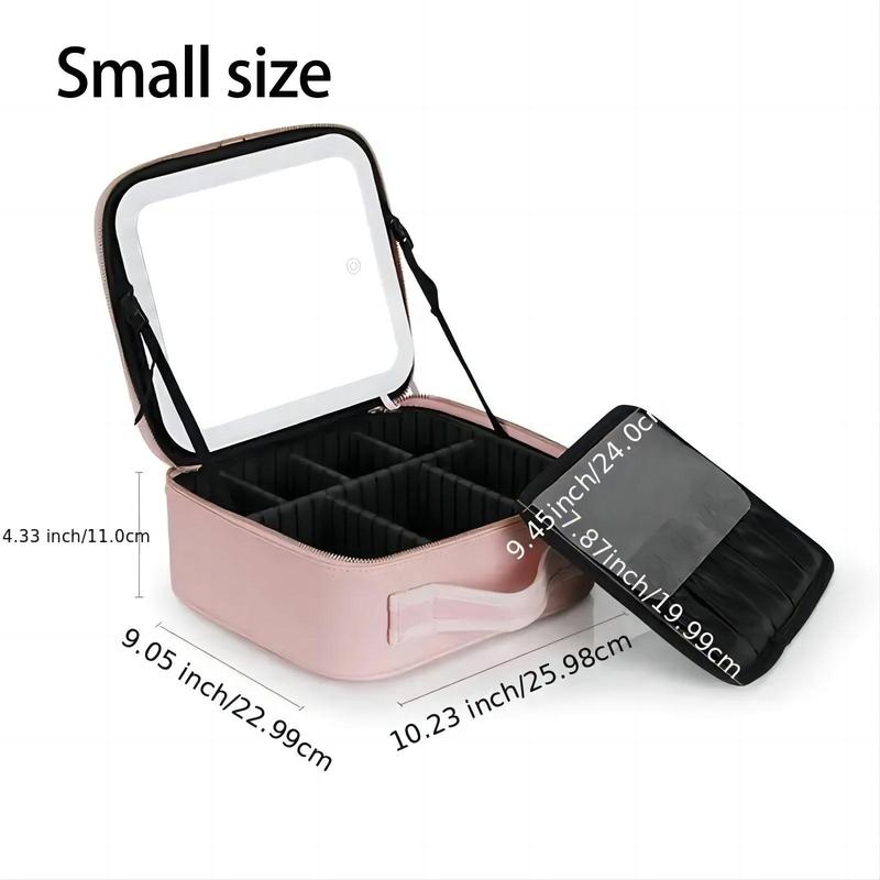 Makeup Bag with Mirror, Makeup Bag with Light, Makeup Case Full Screen Mirror for Christmas Gift, Portable Travel Makeup Storage Bag Storage Box, Ideal Holiday Gifts for Family and Friends,makeup Accessories, Cosmetics, Makeup Essentials