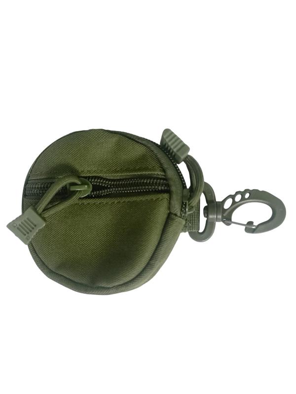 Men's Casual Plain Round Key Coin Purse, Lightweight Portable Oxford Cloth Zipper Coin Purse for Daily Used, Creative Holiday Birthday Gifts for Men