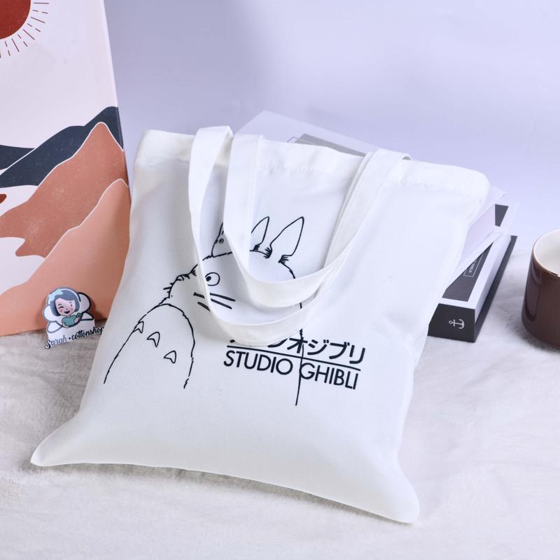 Anime Faceless Man Totoro Canvas Tote Bag, Shopping Bag Handmade, Christmas Gift