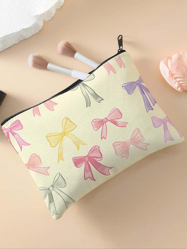 Cute Bow Pattern Lightweight Makeup Bag, Multi-functional Storage Bag, Travel Makeup Bag, Suitable for Leisure Travel, Business Trips