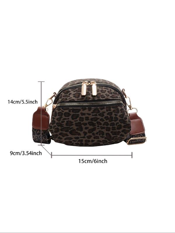 Fashion Leopard Pattern Zipper Crossbody Bag, Casual Versatile Shoulder Bag for Women, Trendy All-match Commuter Bag for Daily Used