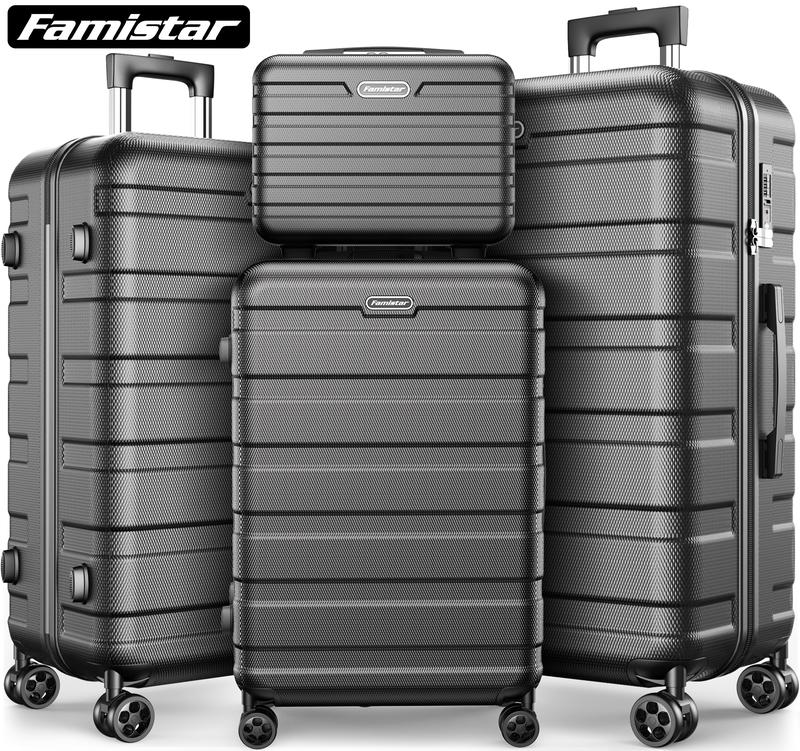 Famistar 4 Piece Hardside Luggage Suitcase Set with 360° Double Spinner Wheels Integrated TSA Lock, 14” Travel Case, 20