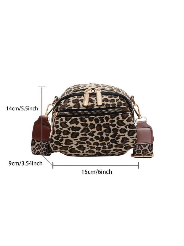 Fashion Leopard Pattern Zipper Crossbody Bag, Casual Versatile Shoulder Bag for Women, Trendy All-match Commuter Bag for Daily Used