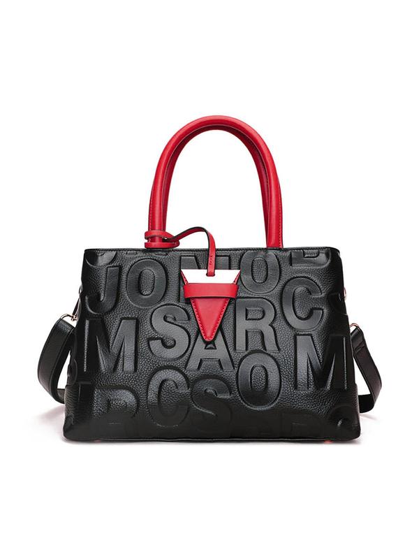 Women's Elegant Letter Print Handbag, Large Capacity Shoulder Bag for Commuting & Travel, Trendy All-match Bag for Daily Use