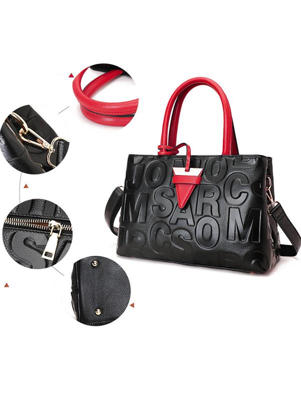 Women's Elegant Letter Print Handbag, Large Capacity Shoulder Bag for Commuting & Travel, Trendy All-match Bag for Daily Use