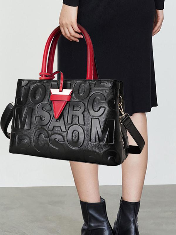 Women's Elegant Letter Print Handbag, Large Capacity Shoulder Bag for Commuting & Travel, Trendy All-match Bag for Daily Use