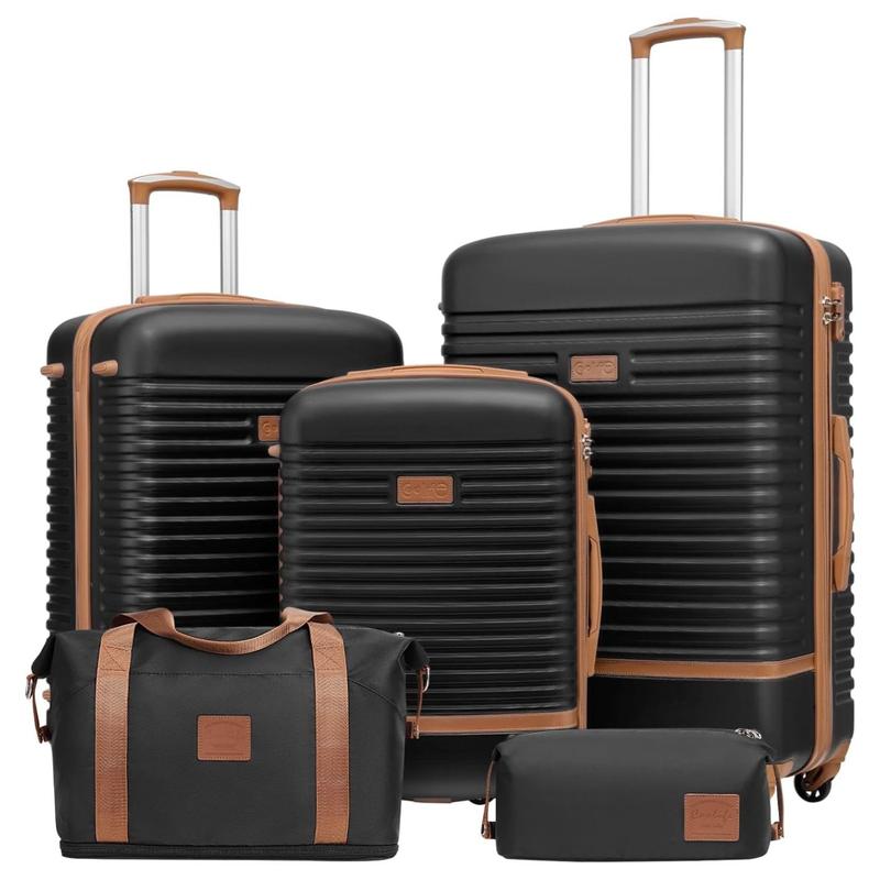 Coolife Suitcase Set 3 Piece Luggage Set with 2 Bags Carry On Travel Luggage TSA Lock Spinner Wheels Hardshell Lightweight Luggage Set