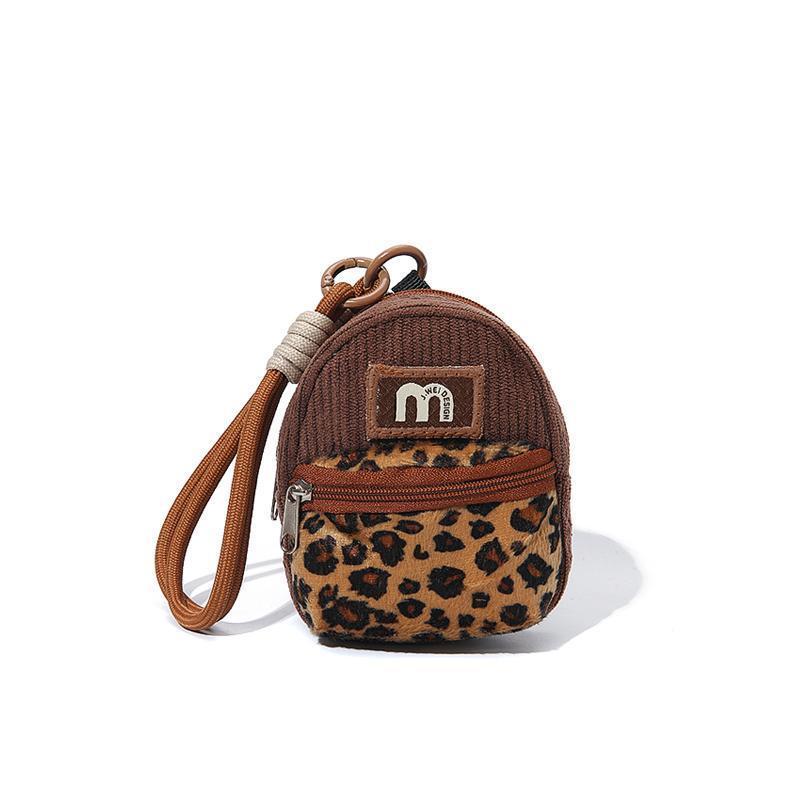 Leopard Pattern Coin Purse with Lanyard, 1 Count Creative Lightweight Coin Purse, Portable Multi-functional Headphone Storage Bag