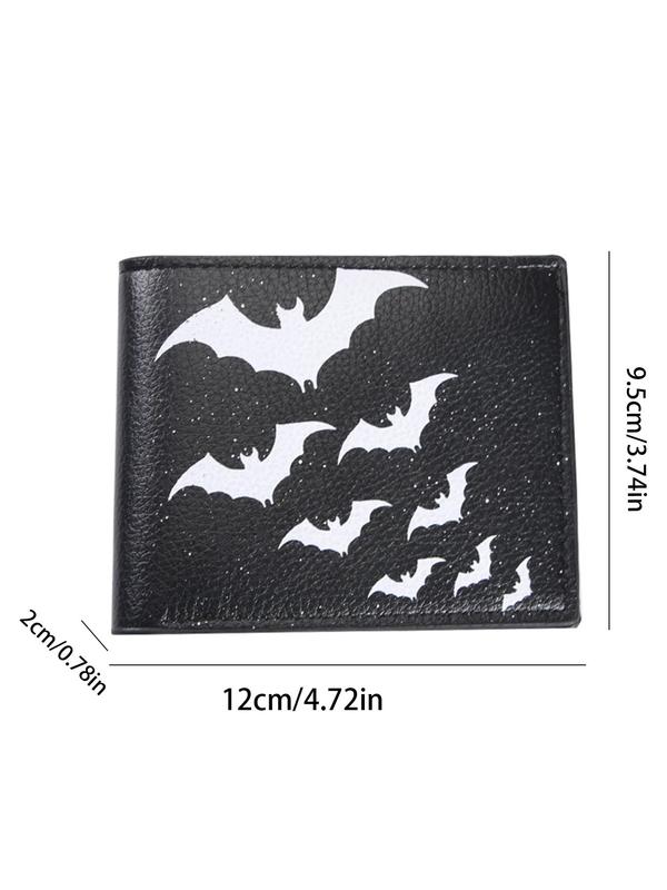 Men's Bat Pattern Short Wallet, 2024 New Style Casual PU Leather Card Holder, Multi Card Slot Bifold Wallet for Men, Simple All-match Bag for Daily Life