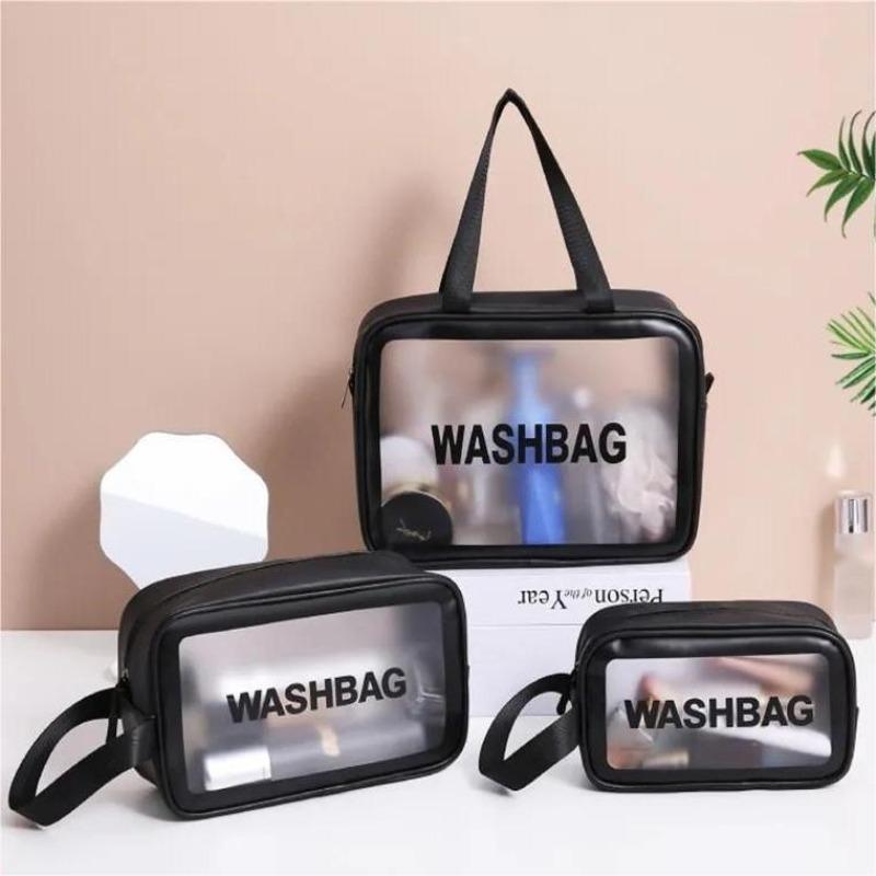 Portable Translucent Travel Toiletry Bag, Matte Waterproof Travel Cosmetic Bag, Wet & Dry Uses Zipper Makeup Organizer Pouch, Great for Skincare, Cosmetic Products