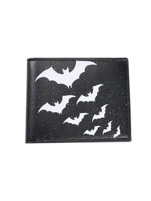 Men's Bat Pattern Short Wallet, 2024 New Style Casual PU Leather Card Holder, Multi Card Slot Bifold Wallet for Men, Simple All-match Bag for Daily Life