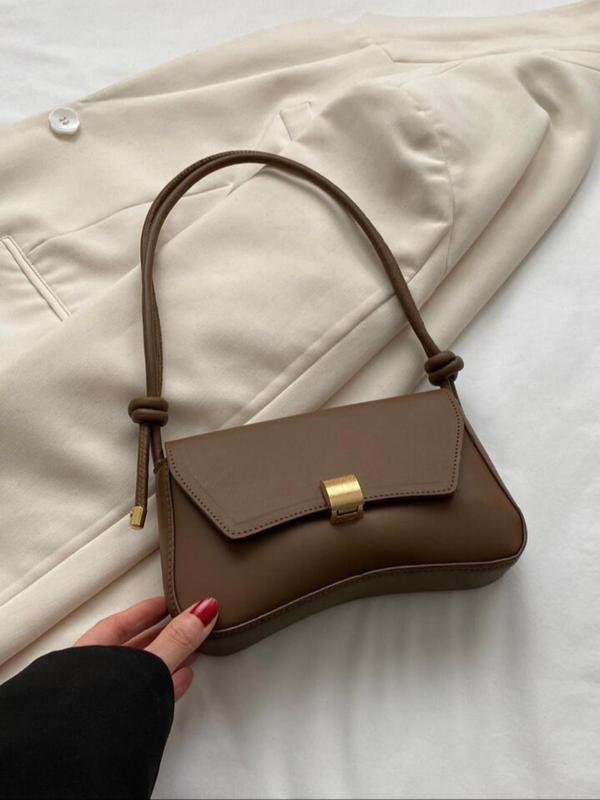 Women's Elegant Solid Color Shoulder Bag, Fashionable PU Leather Crossbody Bag for Daily Used, Casual Trendy Versatile High-quality Daily Commuting Bag