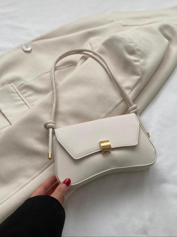 Women's Elegant Solid Color Shoulder Bag, Fashionable PU Leather Crossbody Bag for Daily Used, Casual Trendy Versatile High-quality Daily Commuting Bag