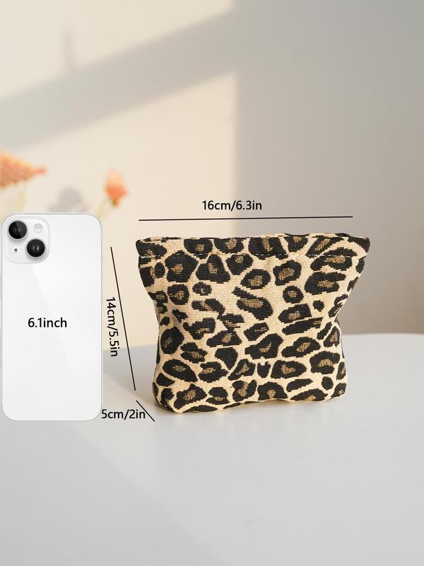Fashion Leopard Pattern Makeup Bag, Portable Cosmetic Storage Bag, Zipper Makeup Organizer Pouch, Versatile Storage Bag for Travel & Daily Use