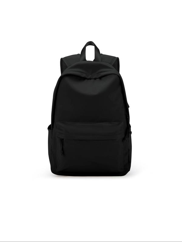 Casual Plain Zipper Backpack, Lightweight Waterproof Backpack with USB Charging Port, Versatile Backpack for School & Travel