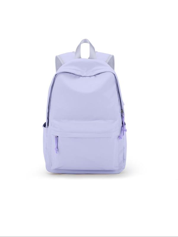 Casual Plain Zipper Backpack, Lightweight Waterproof Backpack with USB Charging Port, Versatile Backpack for School & Travel