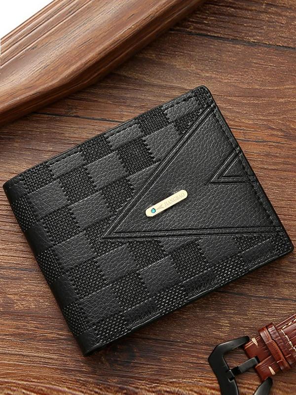 Men's Geometric Embossed Short Wallet, Casual Multi Card Slot Wallet, Lightweight Multi-functional Card Holder, Fashionable Wallet for Daily Use