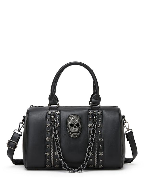 Women's Punk Fashion Skull & Chain Design Tote Bag, Casual Large Capacity Shoulder Bag with Adjustable Strap for Work & Daily Used, Fashion Women's Bag for Party, Daily Clothing Decor As Gifts