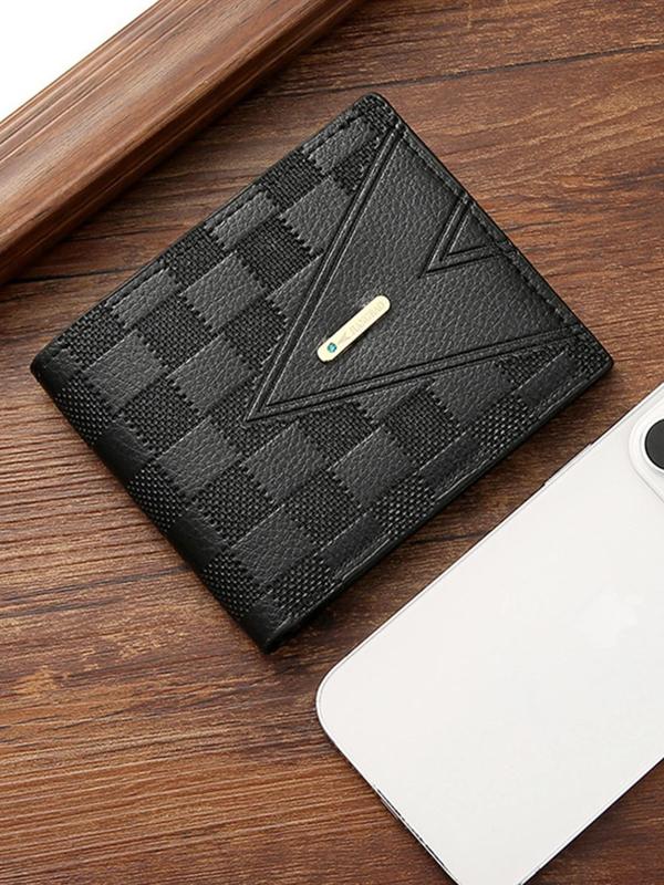 Men's Geometric Embossed Short Wallet, Casual Multi Card Slot Wallet, Lightweight Multi-functional Card Holder, Fashionable Wallet for Daily Use