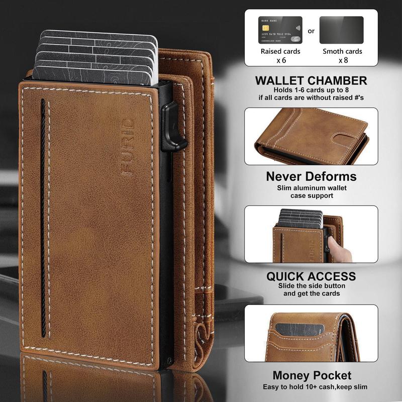 Card Wallet For Men Slim: Smart Wallet - Rfid Minimalist Front Pocket with ID Window Pop Up Wallet Gift For Male