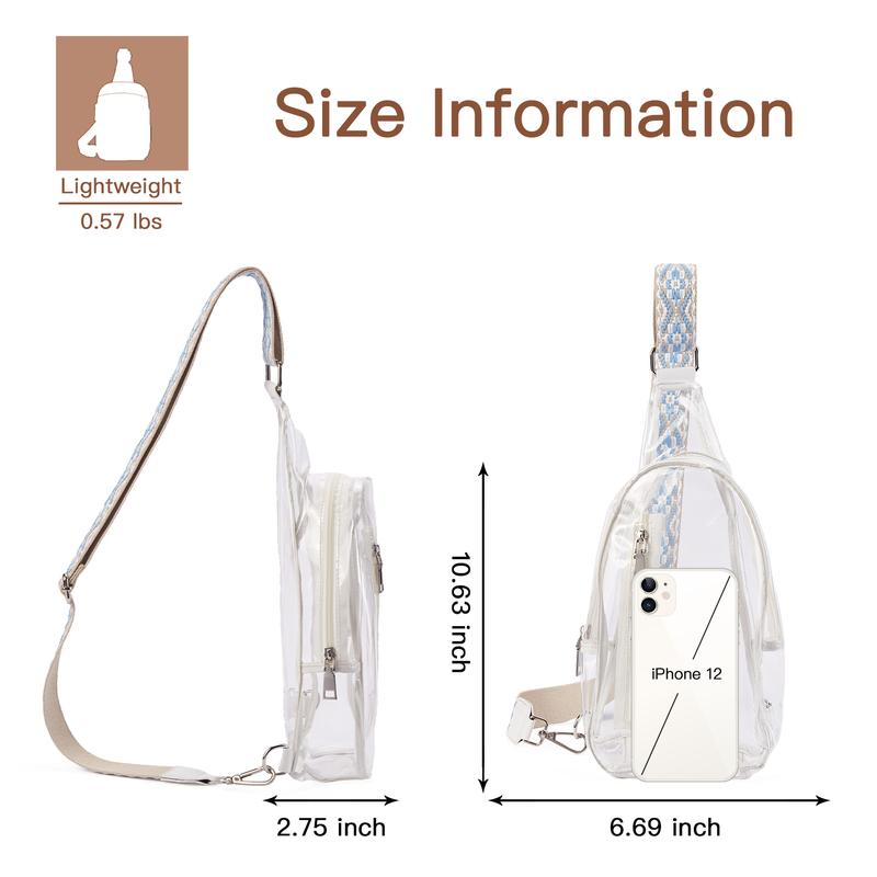 Telena Clear Sling Bag, Clear Fanny Pack Stadium Approved Crossbody Bag Purses for Women Heavy Duty Transparent Chest Bag with Adjustable Strap