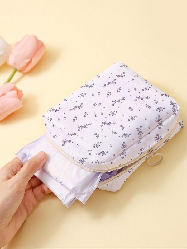 Floral Pattern Sanitary Napkin Storage Bag, Lightweight Tissue Bag for Women's Products, Travel Cosmetics Storage Box