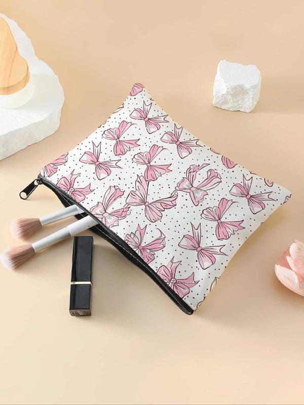 Bow Pattern Makeup Bag, Multi-functional Storage Bag, Travel Makeup Bag, Suitable for Leisure Travel, Business Trips