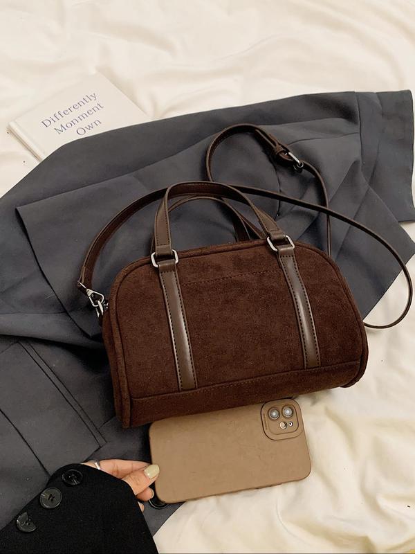 Women's Solid Color Boston Bag, Fashionable PU Leather Crossbody Bag for Daily Used, Casual Trendy Versatile High-quality Daily Commuting Bag