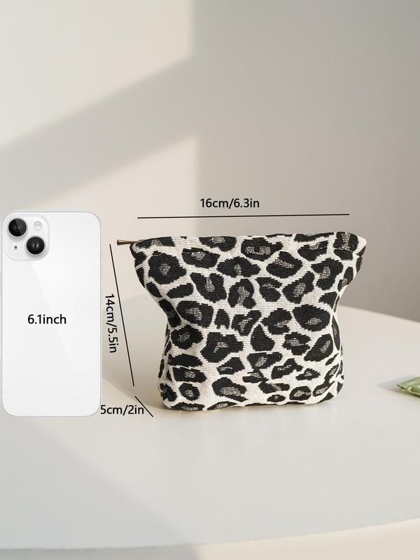 Fashion Leopard Pattern Makeup Bag, Portable Cosmetic Storage Bag, Zipper Makeup Organizer Pouch, Versatile Storage Bag for Travel & Daily Use