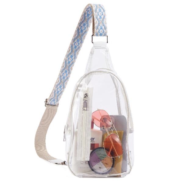 Telena Clear Sling Bag, Clear Fanny Pack Stadium Approved Crossbody Bag Purses for Women Heavy Duty Transparent Chest Bag with Adjustable Strap