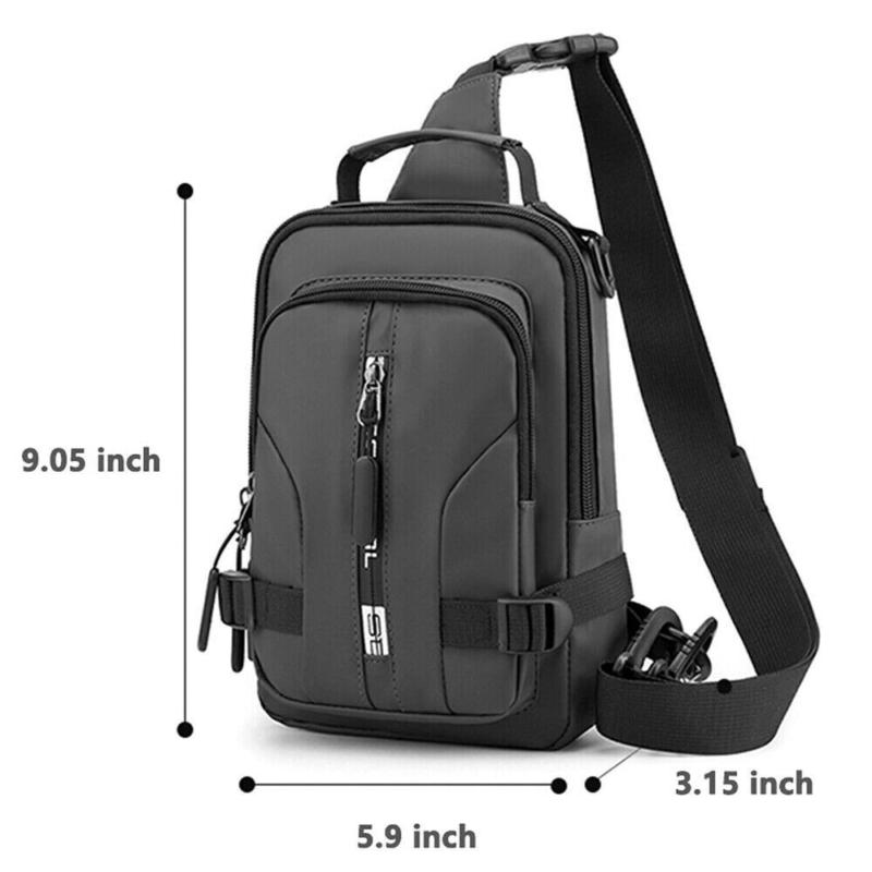 Men's Sling Chest Bag Waterproof Anti-theft Shoulder Crossbody Backpack USB Gift