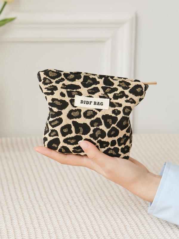 Fashion Leopard Pattern Makeup Bag, Portable Cosmetic Storage Bag, Zipper Makeup Organizer Pouch, Versatile Storage Bag for Travel & Daily Use