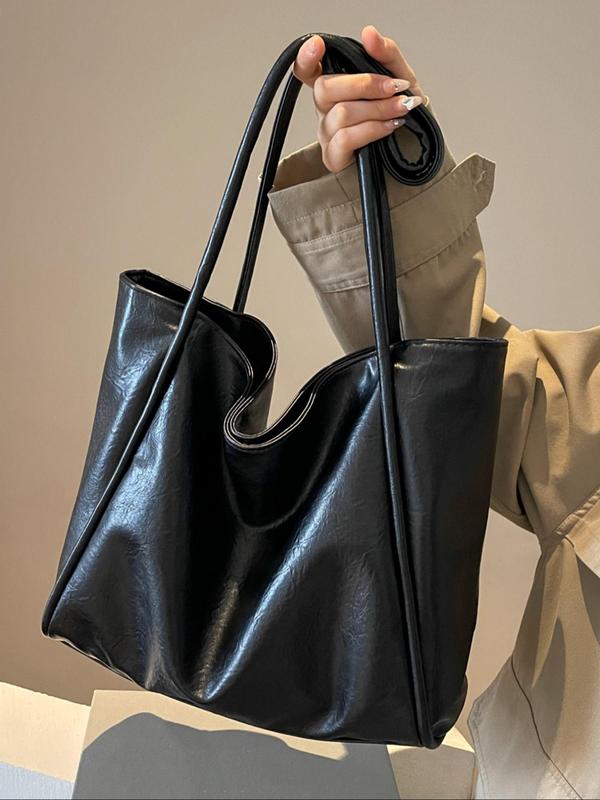 Women's Elegant Solid Color Tote Bag, Fashionable Large Capacity Shoulder Bag for Work & Daily Used, Casual Trendy Versatile High-quality Daily Commuting Bag